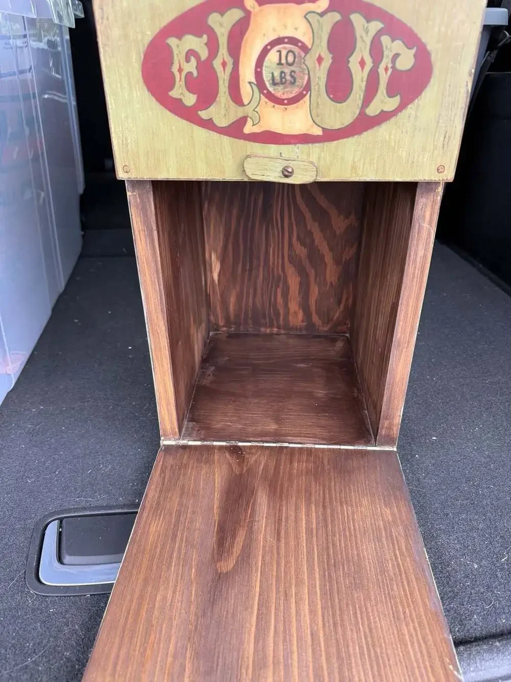 Vintage Wooden Flour Dispenser 10 Lbs Hand Painted Folk Art